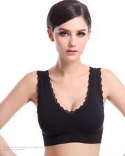 Aire Bra with Lace - Black - Stretchable Non Wired & Single Padded