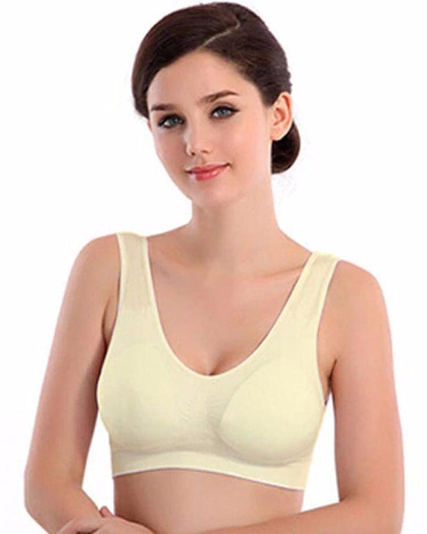 Aire Bra - Light Yellow - Stretchable Non Wired & Single Padded - 2B-109 - Bras - diKHAWA Online Shopping in Pakistan