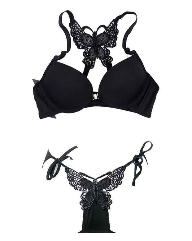 Butterfly Sexy Bra Panty Sets - Black