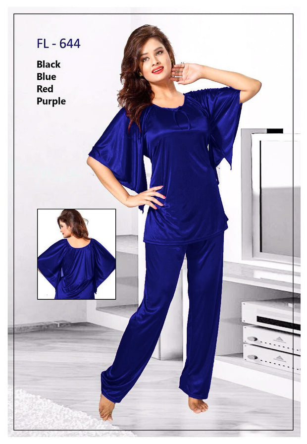 2 Pcs FL-644 - Blue Flourish Exclusive Bridal Nighty Set Collection
