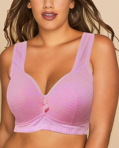 Plus Size Bra Single Padded - Pink - 4 Hook Back