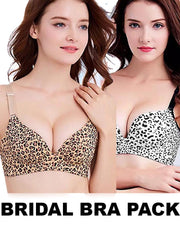 Pack Of 2 Bridal Cheetah Style Bra - Single Padded Non Wired