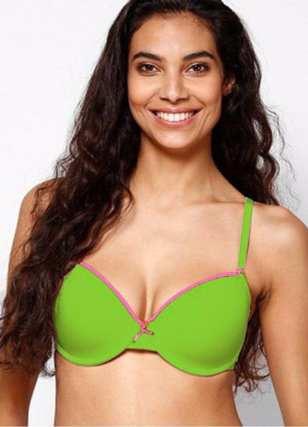 Fluorescent Green Single Padded Bra & Panty Set with Removable