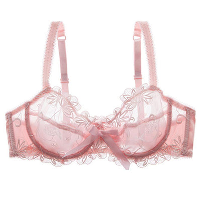 Sexy Bridal Bra - Underwired Pink Net Lace Non Padded Bra - Bras - diKHAWA Online Shopping in Pakistan