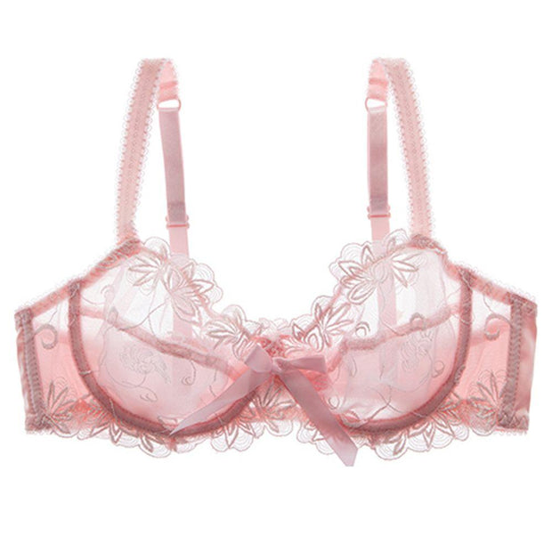 Sexy Bridal Bra - Underwired Pink Net Lace Non Padded Bra - Bras - diKHAWA Online Shopping in Pakistan