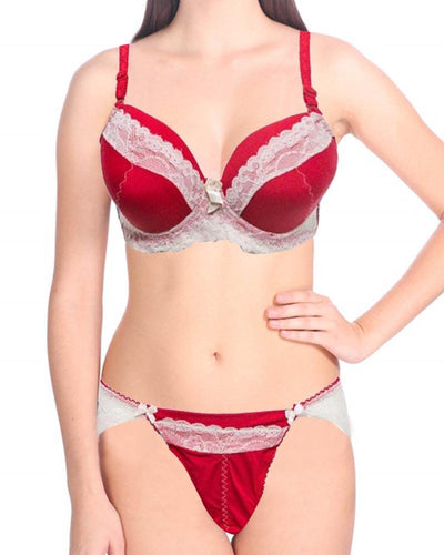 Bridal Red K25001 Double Padded Bra Panty Set - By Kailanni