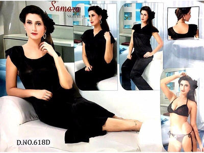 Black Bridal Nighty Set & Honeymoon Nighty Sets - 618D - 6 Pieces Nighty Sets - Nighty Sets - diKHAWA Online Shopping in Pakistan