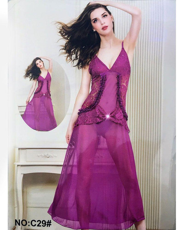 Honeymoon Sexy Long Nighty - C29 - Nighty - diKHAWA Online Shopping in Pakistan