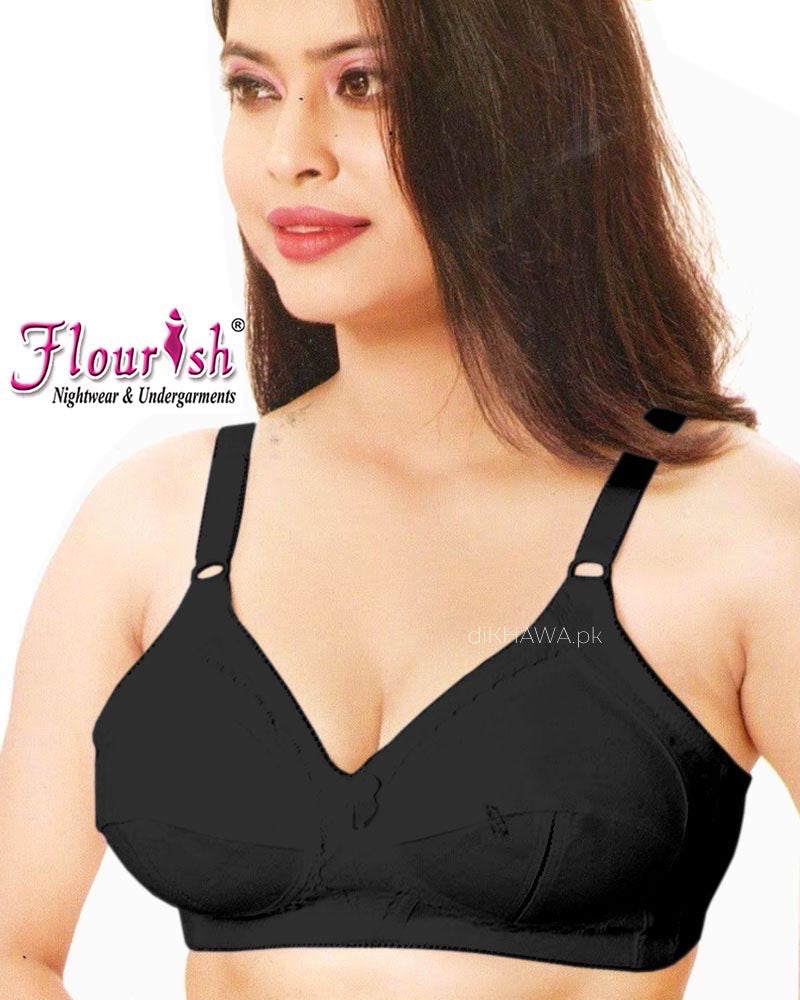 Citin Luxury Flourish Black Non Padded & Non Wired Cotton Bra