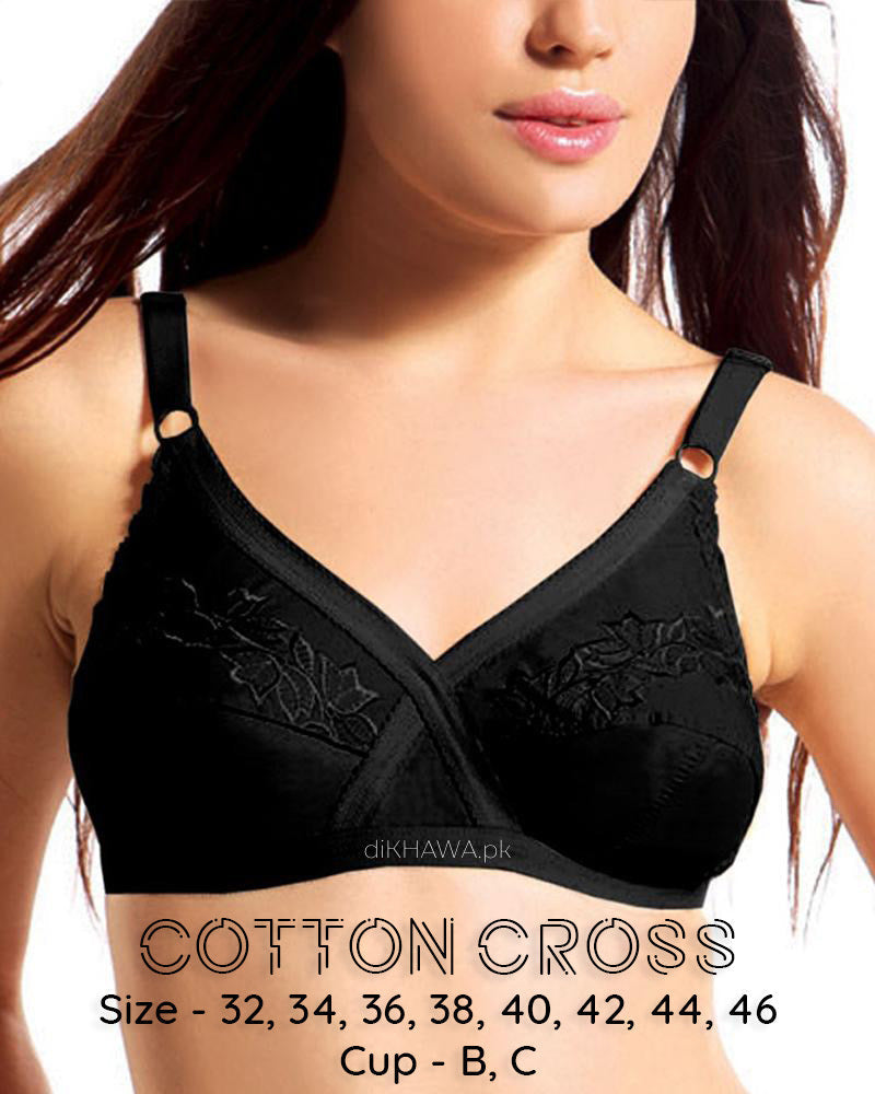 Cotton Cross - Flourish Black Bra - Non Padded Non Wired Embroidered Cotton  Bra - Online Shopping in Pakistan - Online Shopping in Pakistan -  NIGHTYnight