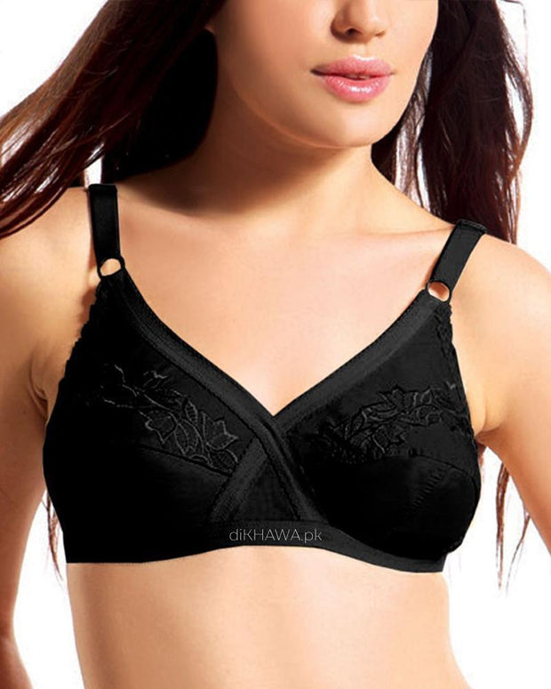 Cotton Cross - Flourish Bra - Non Padded Non Wired Embroidered Cotton Bra