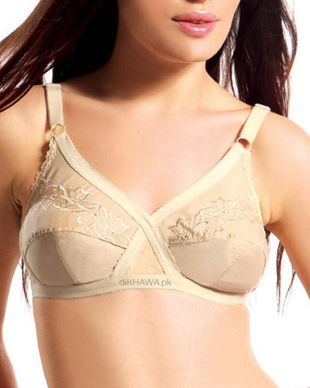 Cotton Cross - Flourish Bra - Non Padded Non Wired Embroidered Cotton Bra