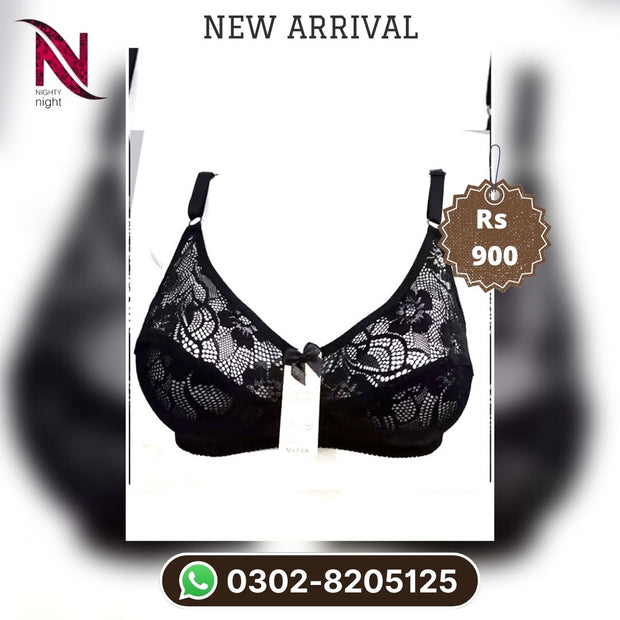 Ok Noor See Through Bra - Non Padded Non Wired - Black