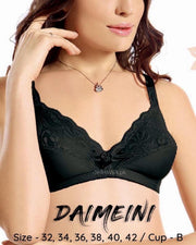 Daimeini Bra - Flourish Bra - Non Padded Non Wired Soft Net Bra Jersey & Spandex Bra