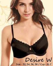 Desire W Bra - Flourish Bra - Non Padded Underwired Bra - Jersey Lace Bra