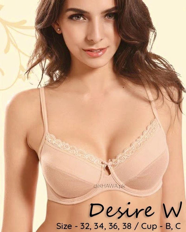 Desire W Bra - Flourish Bra - Non Padded Underwired Bra - Jersey Lace Bra