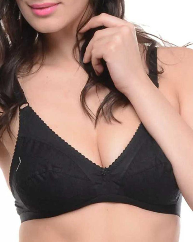 Embroidered Bra - 5501 - Bodycare - Black