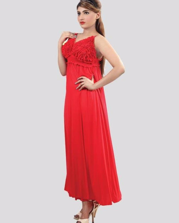 Red - FL-0024 - Flourish Nightwear - Nighty - diKHAWA Online Shopping in Pakistan