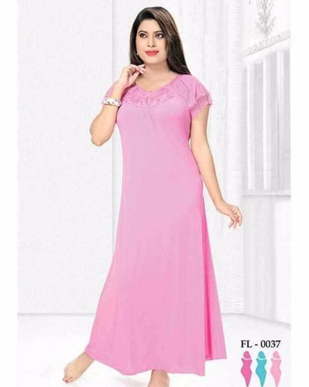 Pink Nighty - FL-0037 - Flourish Nightwear - Nighty - diKHAWA Online Shopping in Pakistan