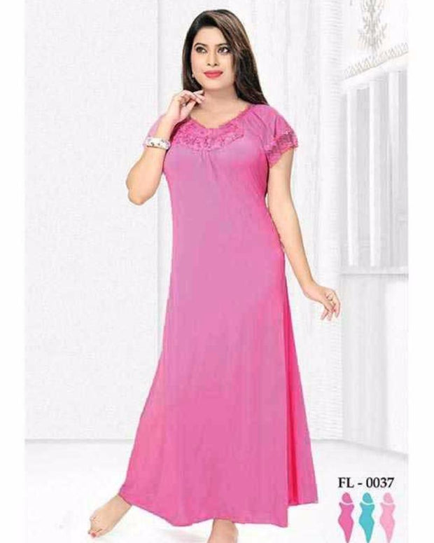 Pink Nighty - FL-0037 - Flourish Nightwear - Nighty - diKHAWA Online Shopping in Pakistan