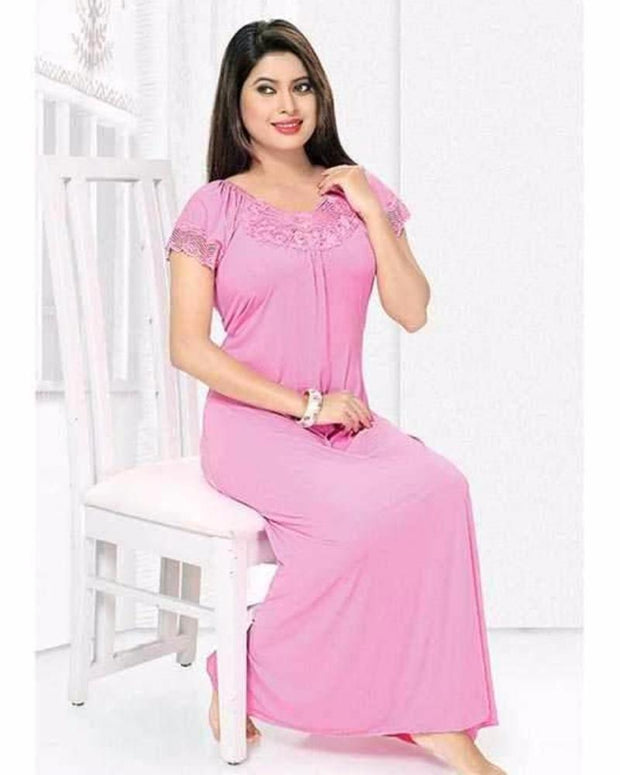 Pink Nighty - FL-0037 - Flourish Nightwear - Nighty - diKHAWA Online Shopping in Pakistan