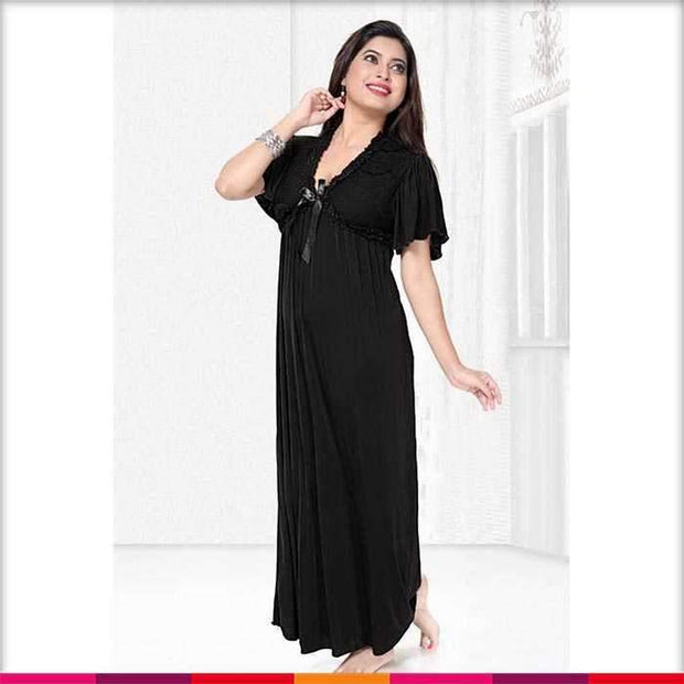 Flourish Nightwear Black - FL-0040 - Nighty - diKHAWA Online Shopping in Pakistan