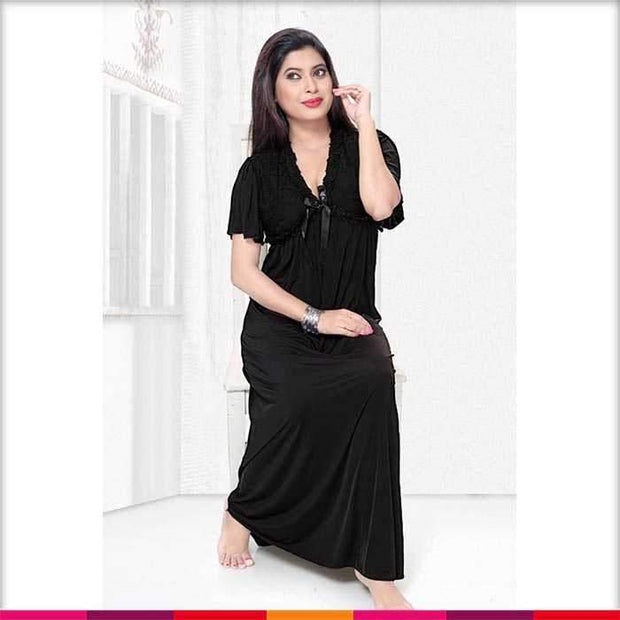 Flourish Nightwear Black - FL-0040 - Nighty - diKHAWA Online Shopping in Pakistan