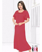 Maroon Flourish Nightwear - FL-0041 - Nighty - diKHAWA Online Shopping in Pakistan