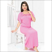 Pink Flourish Nightwear - FL-0041 - Nighty - diKHAWA Online Shopping in Pakistan