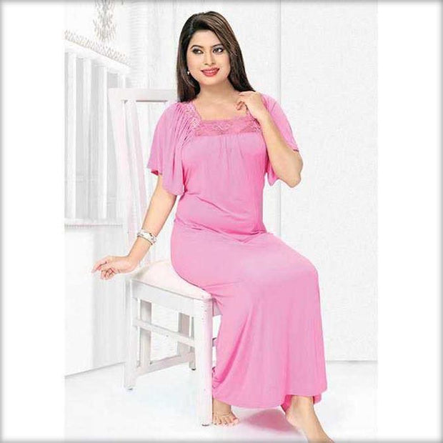 Pink Flourish Nightwear - FL-0041 - Nighty - diKHAWA Online Shopping in Pakistan