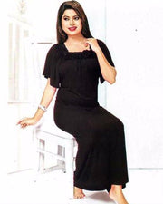 Black Flourish Nightwear - FL-0041 - Nighty - diKHAWA Online Shopping in Pakistan