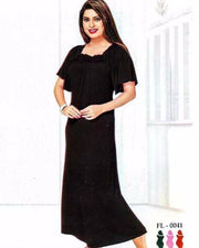 Black Flourish Nightwear - FL-0041 - Nighty - diKHAWA Online Shopping in Pakistan