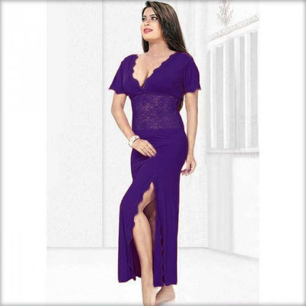 Purple Nighty - FL-0042 - Flourish Nightywear - Nighty - diKHAWA Online Shopping in Pakistan