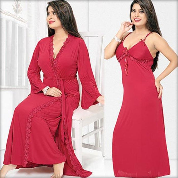 Maroon Flourish Nightywear - FL-0043 - Nighty - diKHAWA Online Shopping in Pakistan