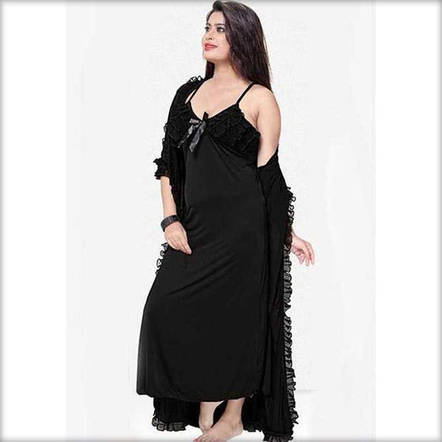 Black - FL-0044 - Flourish Nightwear - Nighty Sets - diKHAWA Online Shopping in Pakistan