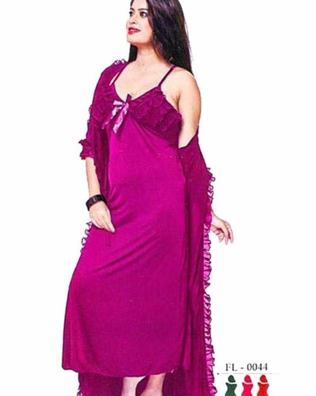 Pink - FL-0044 - Flourish Nightwear - Nighty - diKHAWA Online Shopping in Pakistan