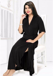 Black - FL-0045 - Flourish Nightwear - Nighty - diKHAWA Online Shopping in Pakistan