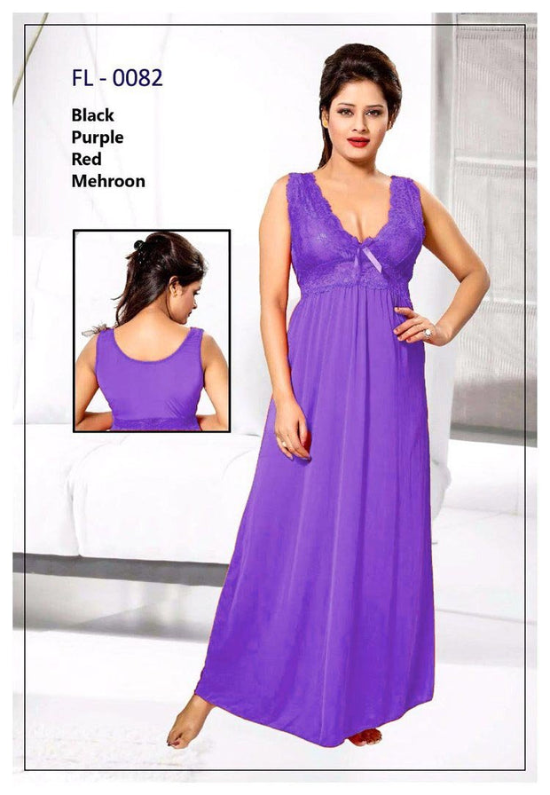 Purple Stylish FL-0082 - Flourish Exclusive Bridal Nighty Set Collection