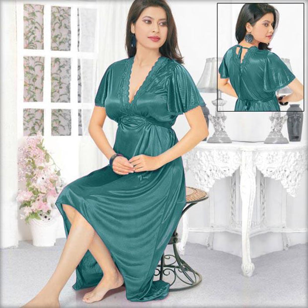 Green - FL-515 - Flourish Nightwear - Nighty - diKHAWA Online Shopping in Pakistan