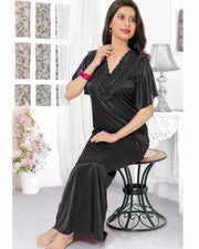 Flourish Silk Long Nightwear - FL-516 - Nighty - diKHAWA Online Shopping in Pakistan