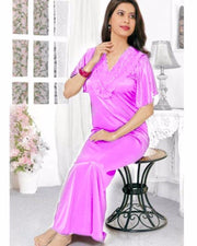 Flourish Silk Long Nightwear - FL-516 - Nighty - diKHAWA Online Shopping in Pakistan