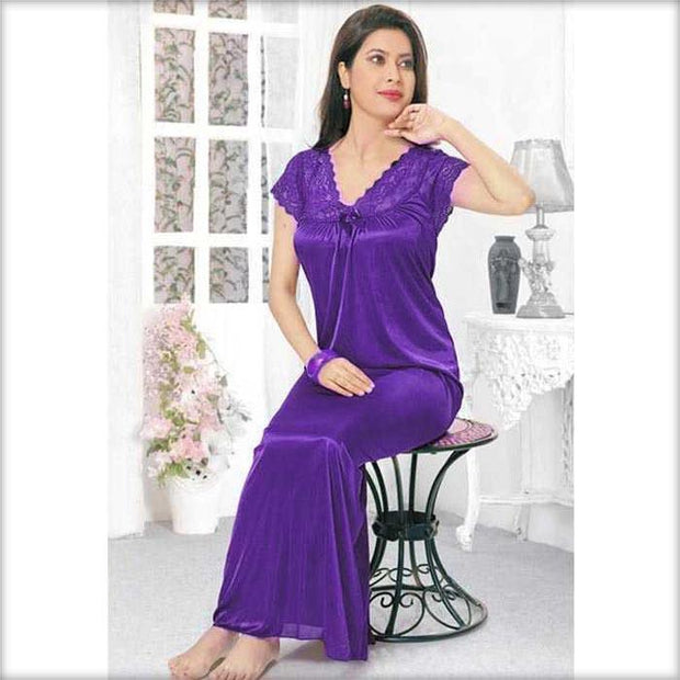 Purple - FL-519 - Flourish Nightwear - Nighty - diKHAWA Online Shopping in Pakistan