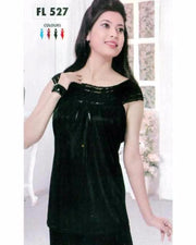 Flourish Silk Long Nighty For Women - FL-527 - Nighty - diKHAWA Online Shopping in Pakistan