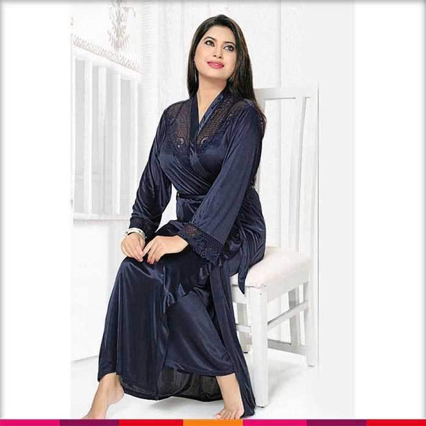 Black Nighty - FL-534 - Flourish 2 Piece Nightwear - Nighty Sets - diKHAWA Online Shopping in Pakistan