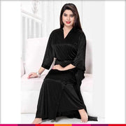 Black Nighty - FL-536 - Flourish 2 Piece Nightwear - Nighty Sets - diKHAWA Online Shopping in Pakistan