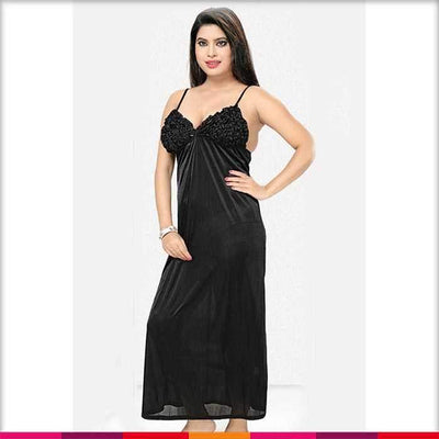 Black Nighty - FL-536 - Flourish 2 Piece Nightwear - Nighty Sets - diKHAWA Online Shopping in Pakistan