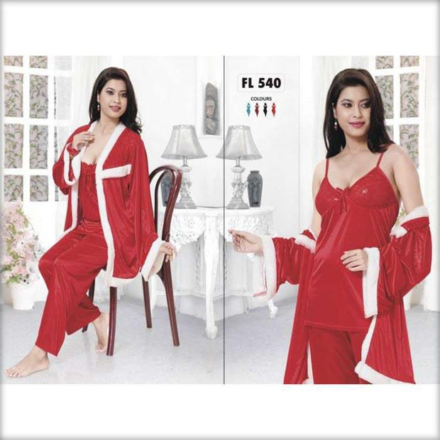 Maroon - FL-540 - Flourish Nightwear - Nighty - diKHAWA Online Shopping in Pakistan