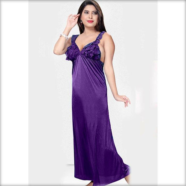 Purple - FL-544 - Flourish Nightwear - Nighty - diKHAWA Online Shopping in Pakistan