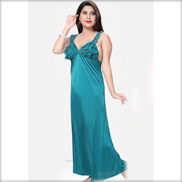 Green - FL-544 - Flourish Nightwear - Nighty - diKHAWA Online Shopping in Pakistan