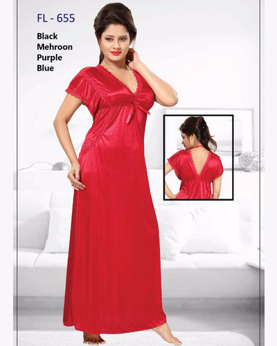 Maroon Stylish FL-655 - Flourish Exclusive Bridal Nighty Collection